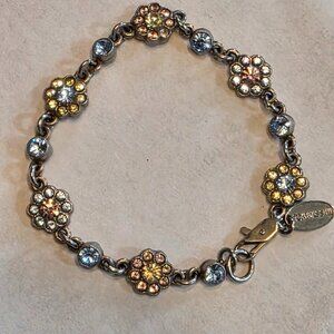 Tommassini Flower Crystal Bracelet 7" Vintage